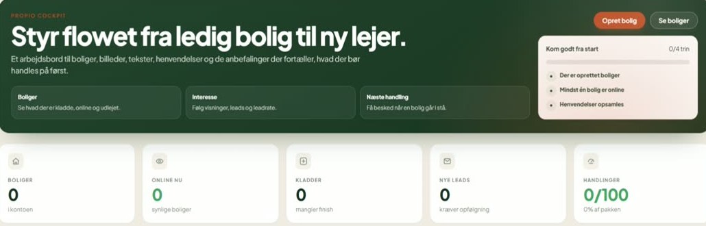 Propio cockpit: Styr flowet fra ledig bolig til ny lejer, med KPI-kort